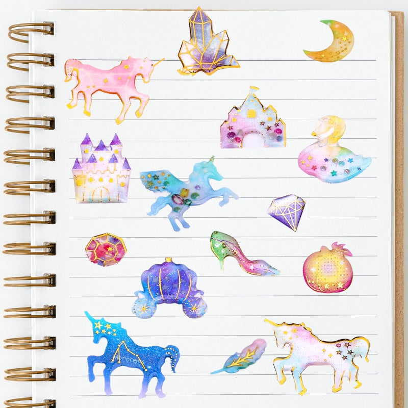 IMNEXT2U Cute Craft Stickers, Aesthetic Glitter, Tear-Resist, Waterproof Decals for Laptop, Water Bottle, Hydroflasks, Scapbooking, Planner Pack for Teens, Girls, Kids - Image 2